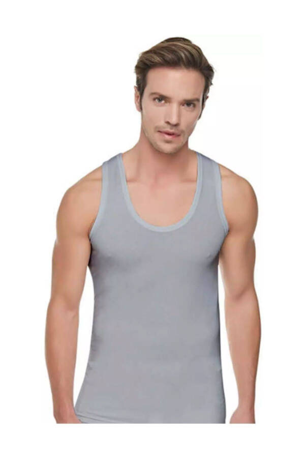 Men's 0101 Grey 3-Pack % 40 Cotton + % 60 Polyester Single Jersey Undershirt Abani Classic - Not Ribbed! - 1