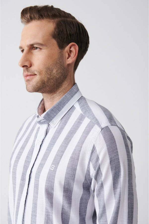 Men's, 100% cotton, button-down collar, striped, relaxed fit, comfort fit shirt. A31y2282 - 7