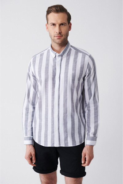 Men's, 100% cotton, button-down collar, striped, relaxed fit, comfort fit shirt. A31y2282 - 8