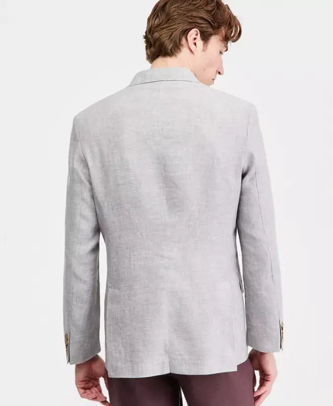 Men's 100% Linen Blazer, Created for Modazone-Grey Slate - 1
