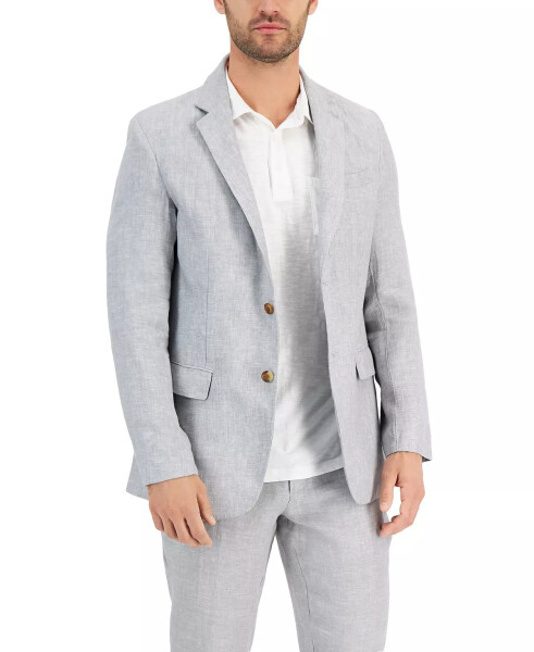 Men's 100% Linen Blazer, Created for Modazone Grey Slate - 3