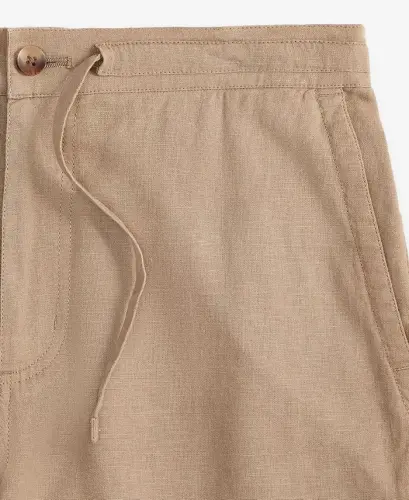 Men's 100% Linen Drawstring Shorts, Created for Modazone - Antique Cream - 5