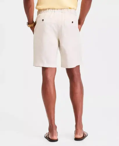 Men's 100% Linen Drawstring Shorts, Created for Modazone - Antique Cream - 3