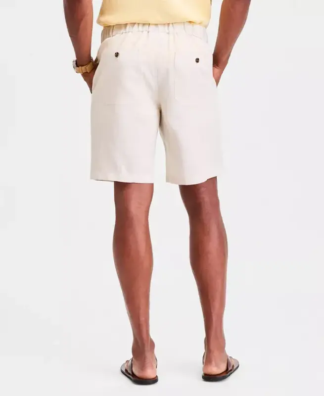 Men's 100% Linen Drawstring Shorts, Created for Modazone - Antique Cream - 3