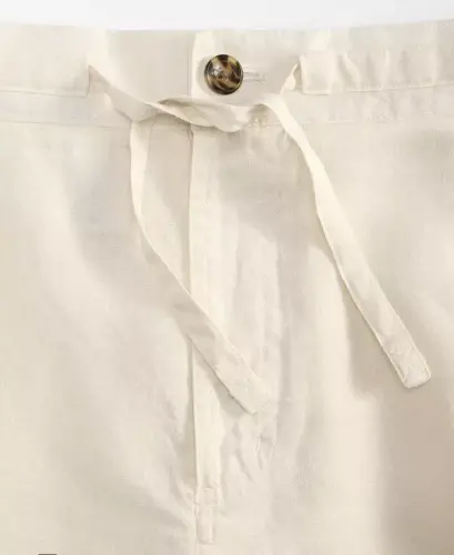 Men's 100% Linen Drawstring Shorts, Created for Modazone - Antique Cream - 4