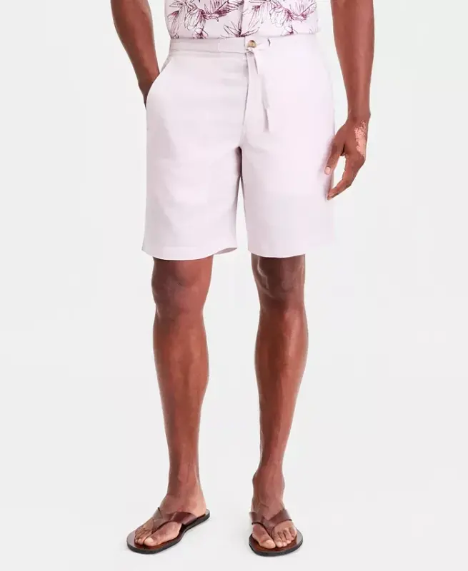 Men's 100% Linen Drawstring Shorts, Created for Modazone - Gray Lilac - 4