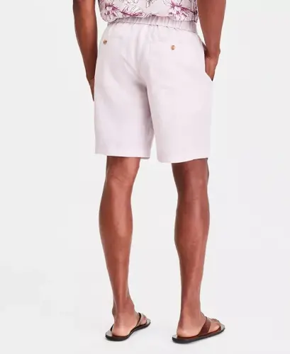 Men's 100% Linen Drawstring Shorts, Created for Modazone - Gray Lilac - 3