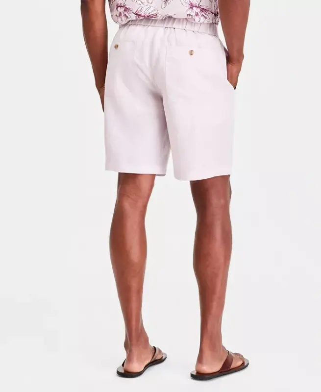 Men's 100% Linen Drawstring Shorts, Created for Modazone - Gray Lilac - 3