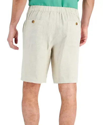 Men's 100% Linen Drawstring Shorts, Created for Modazone - Natural Khaki - Club Room (1)