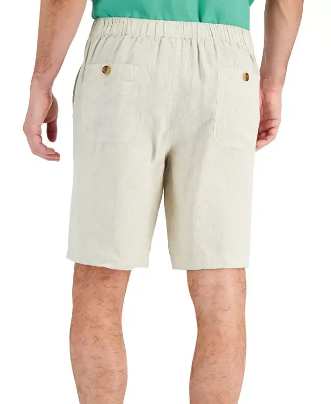 Men's 100% Linen Drawstring Shorts, Created for Modazone - Natural Khaki - 2