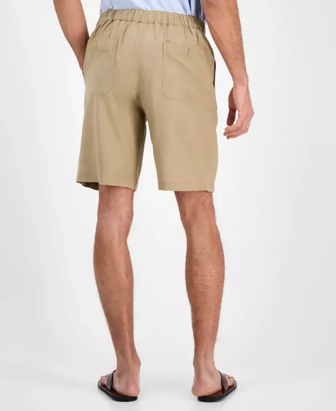 Men's 100% Linen Drawstring Shorts, Created for Modazone - Safari Tan - 4