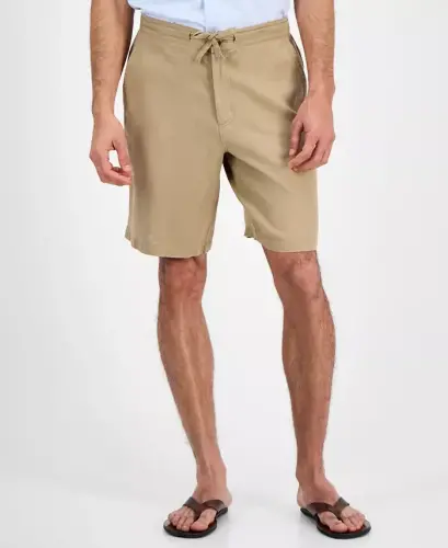 Men's 100% Linen Drawstring Shorts, Created for Modazone - Safari Tan - 3