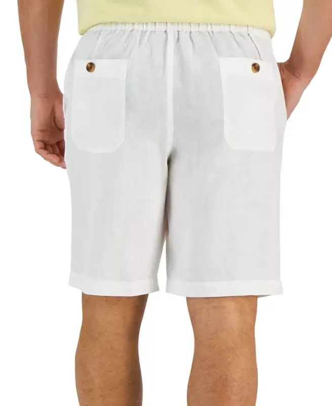 Men's 100% Linen Drawstring Shorts, Created for Modazone - White Pure - 2