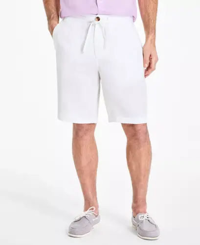 Men's 100% Linen Drawstring Shorts, Created for Modazone - White Pure - 5