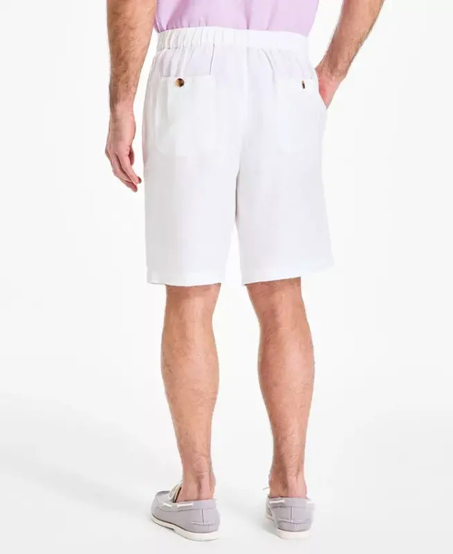 Men's 100% Linen Drawstring Shorts, Created for Modazone - White Pure - 6