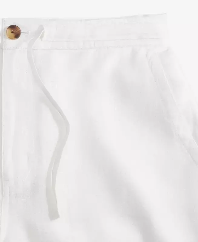 Men's 100% Linen Drawstring Shorts, Created for Modazone - White Pure - 8