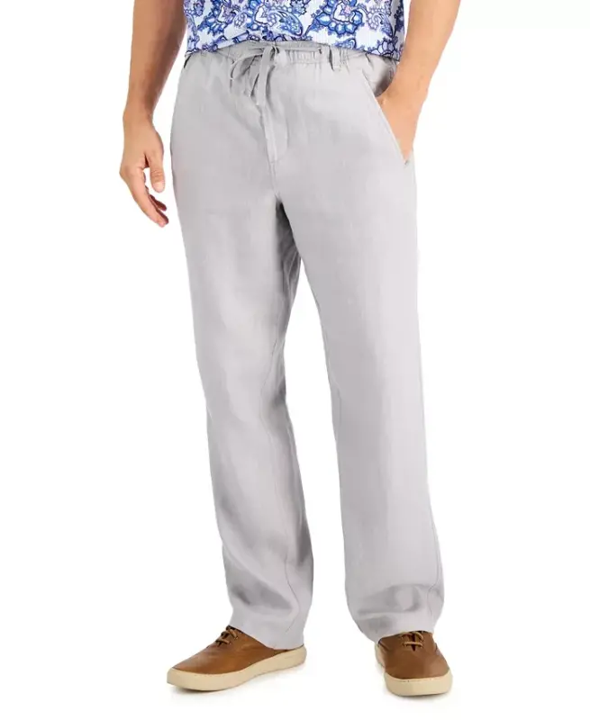 Men's 100% Linen Pants, Created for Modazone - Shade Slate - 1
