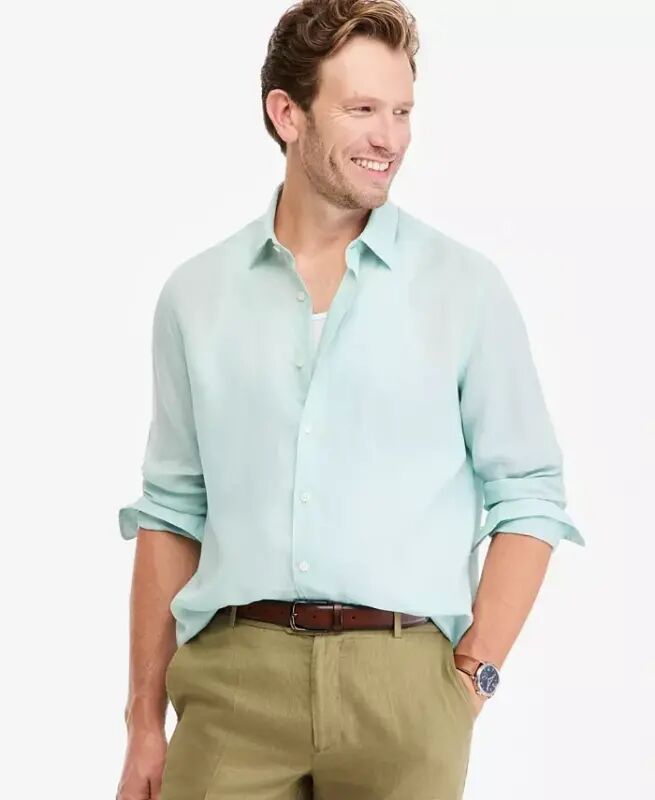 Men's 100% Linen Shirt, Created for Modazone - Beige - Club Room