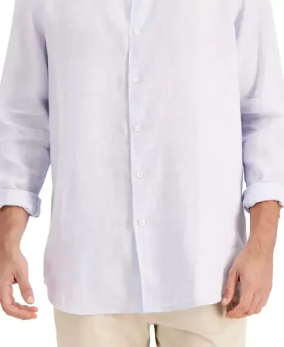 Men's 100% Linen Shirt, Created for Modazone-Billowing Cloud - 3