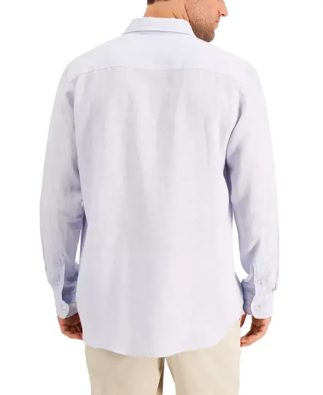 Men's 100% Linen Shirt, Created for Modazone-Billowing Cloud - 2