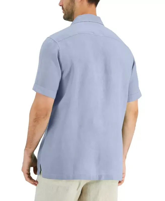 Men's 100% Linen Shirt, Created for Modazone - Billowing Cloud - 4