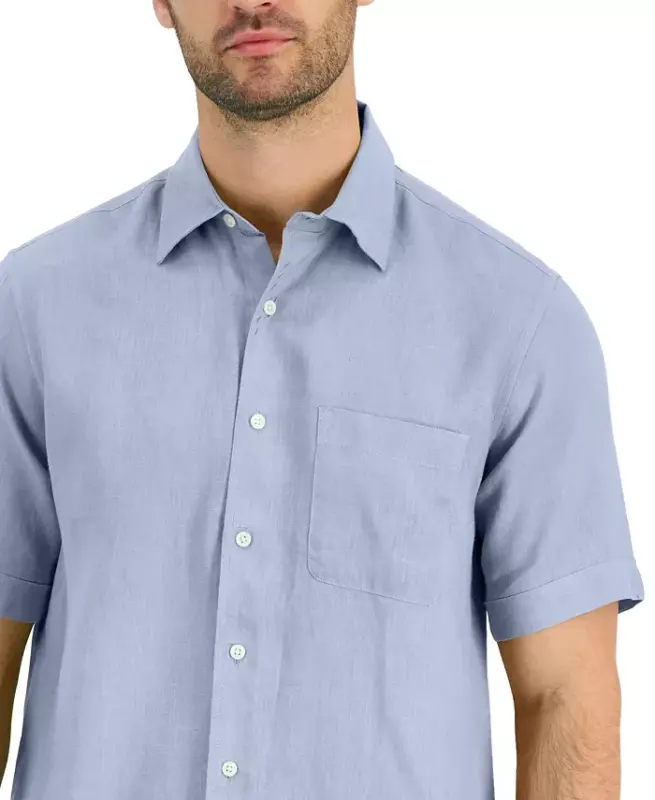 Men's 100% Linen Shirt, Created for Modazone - Billowing Cloud - 5