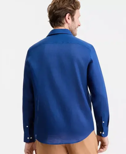 Men's 100% Linen Shirt, Created for Modazone - Blazing Navy - CLUB ROOM (1)