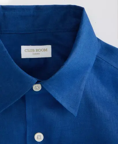 Men's 100% Linen Shirt, Created for Modazone - Blazing Navy - 4