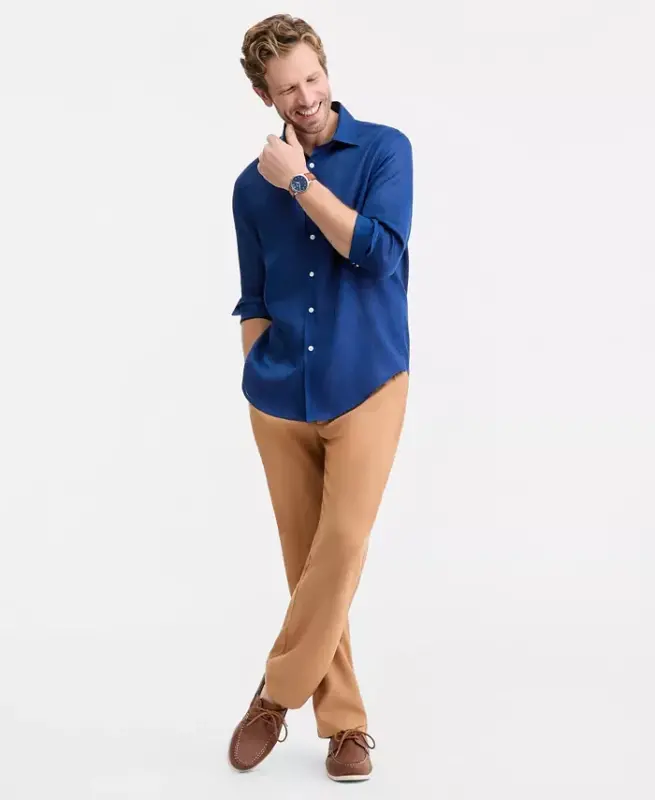 Men's 100% Linen Shirt, Created for Modazone - Blazing Navy - 5