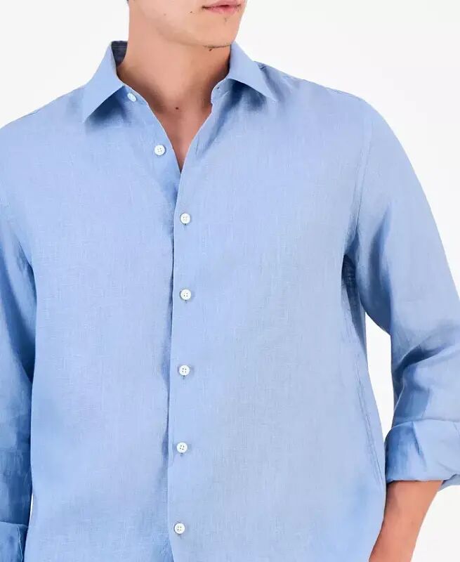 Men's 100% Linen Shirt, Created for Modazone - Blue Fog - 2