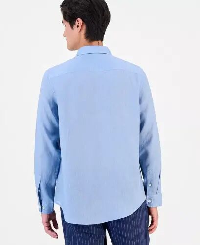 Men's 100% Linen Shirt, Created for Modazone - Blue Fog - 3