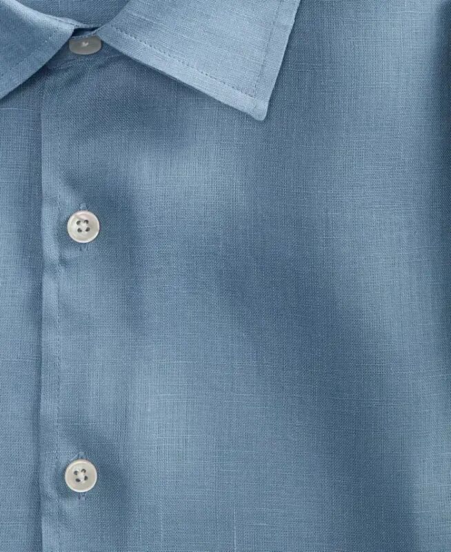 Men's 100% Linen Shirt, Created for Modazone - Blue Fog - 4