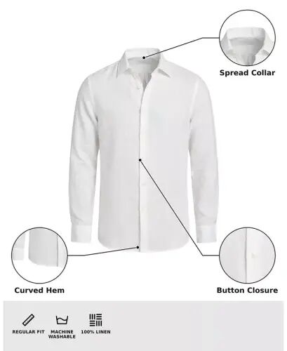 Men's 100% Linen Shirt, Created for Modazone - Blue Fog - 5