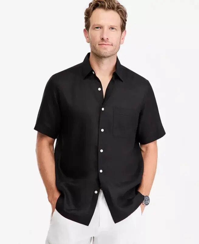 Men's 100% Linen Shirt, Created for Modazone - Deep Black - Club Room
