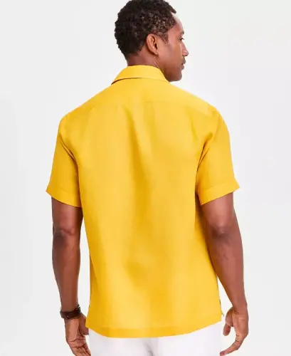 Men's 100% Linen Shirt, Created for Modazone - Grapefruit - CLUB ROOM (1)
