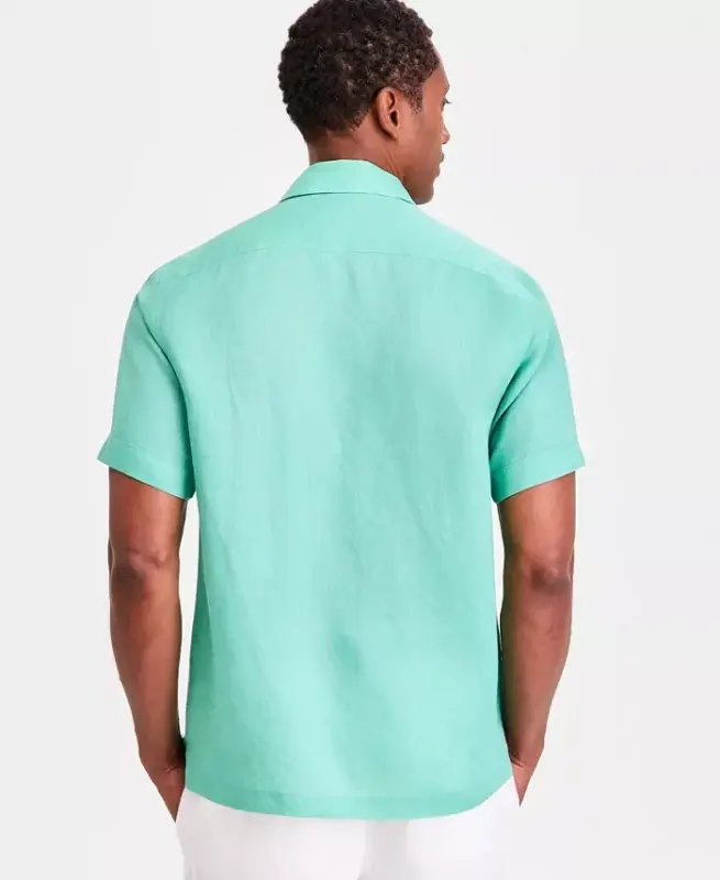 Men's 100% Linen Shirt, Created for Modazone - Jadeite Dream - 3