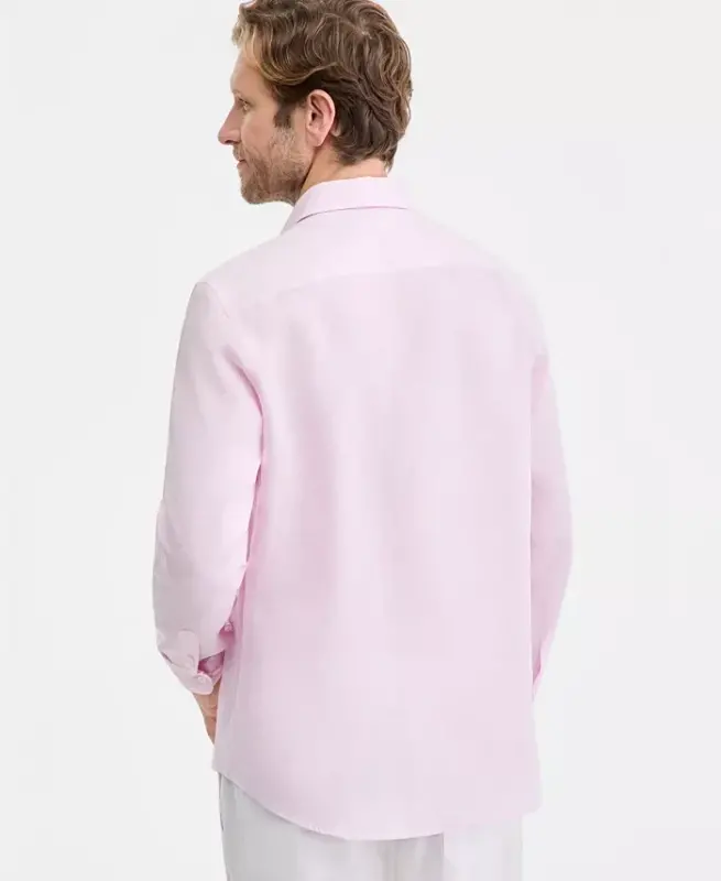 Men's 100% Linen Shirt, Created for Modazone - Light Orchid - 2
