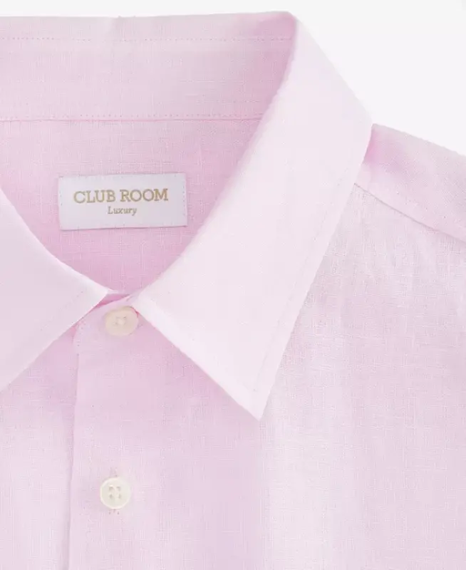 Men's 100% Linen Shirt, Created for Modazone - Light Orchid - 4