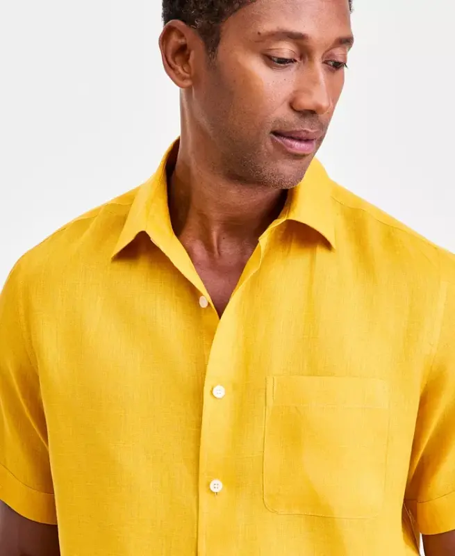 Men's 100% Linen Shirt, Created for Modazone -Modazone Mojito - 4