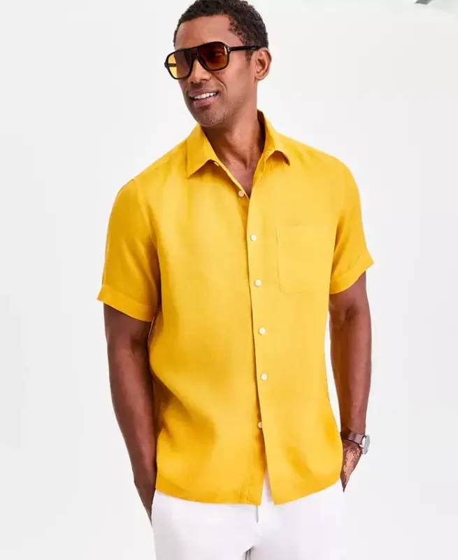 Men's 100% Linen Shirt, Created for Modazone -Modazone Mojito - CLUB ROOM