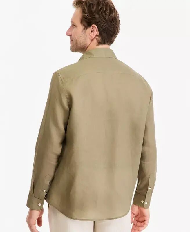Men's 100% Linen Shirt, Created for Modazone - Olive Tint - 2