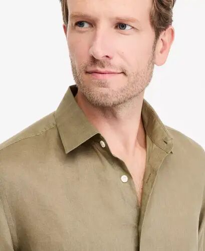 Men's 100% Linen Shirt, Created for Modazone - Olive Tint - 3