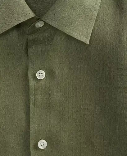 Men's 100% Linen Shirt, Created for Modazone - Olive Tint - 4
