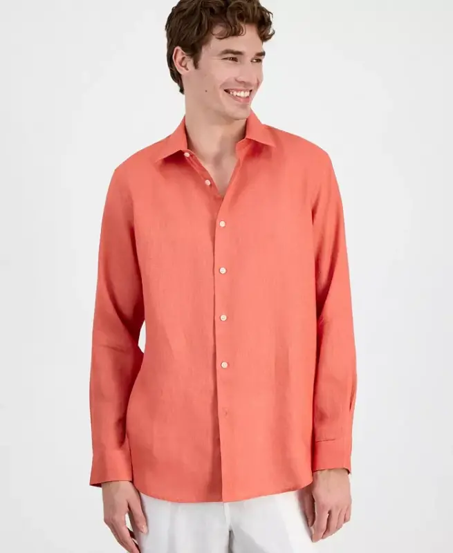 Men's 100% Linen Shirt, Created for Modazone - Pimpernel - 1