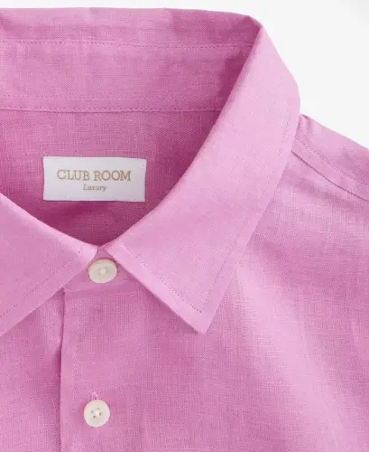 Men's 100% Linen Shirt, Created for Modazone - Pink Azalea - 4
