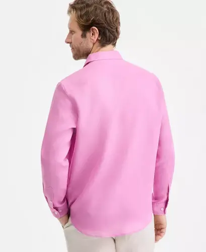 Men's 100% Linen Shirt, Created for Modazone - Pink Azalea - CLUB ROOM (1)