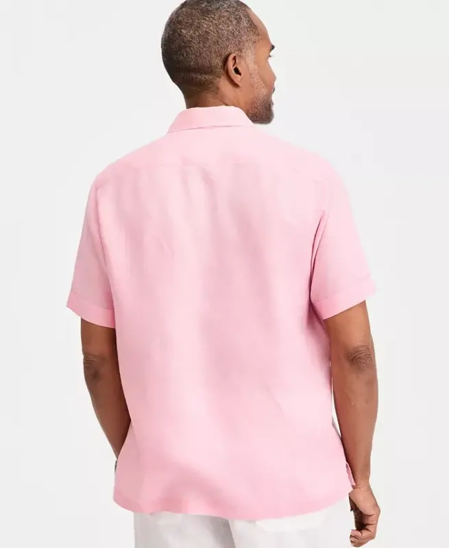Men's 100% Linen Shirt, Created for Modazone - Pink Hydrangea - 4