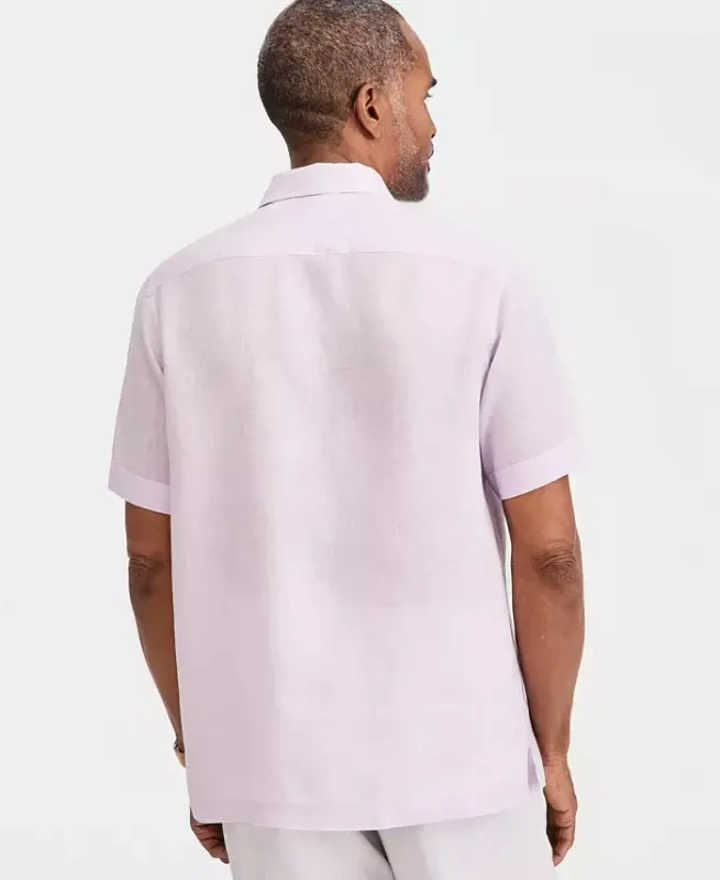 Men's 100% Linen Shirt, Created for Modazone - Pink Hydrangea - 6
