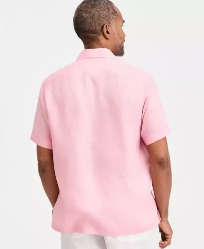 Men's 100% Linen Shirt, Created for Modazone - Pink Hydrangea - CLUB ROOM (1)