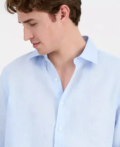 Men's 100% Linen Shirt, Created for Modazone - Spacious Skies - 3